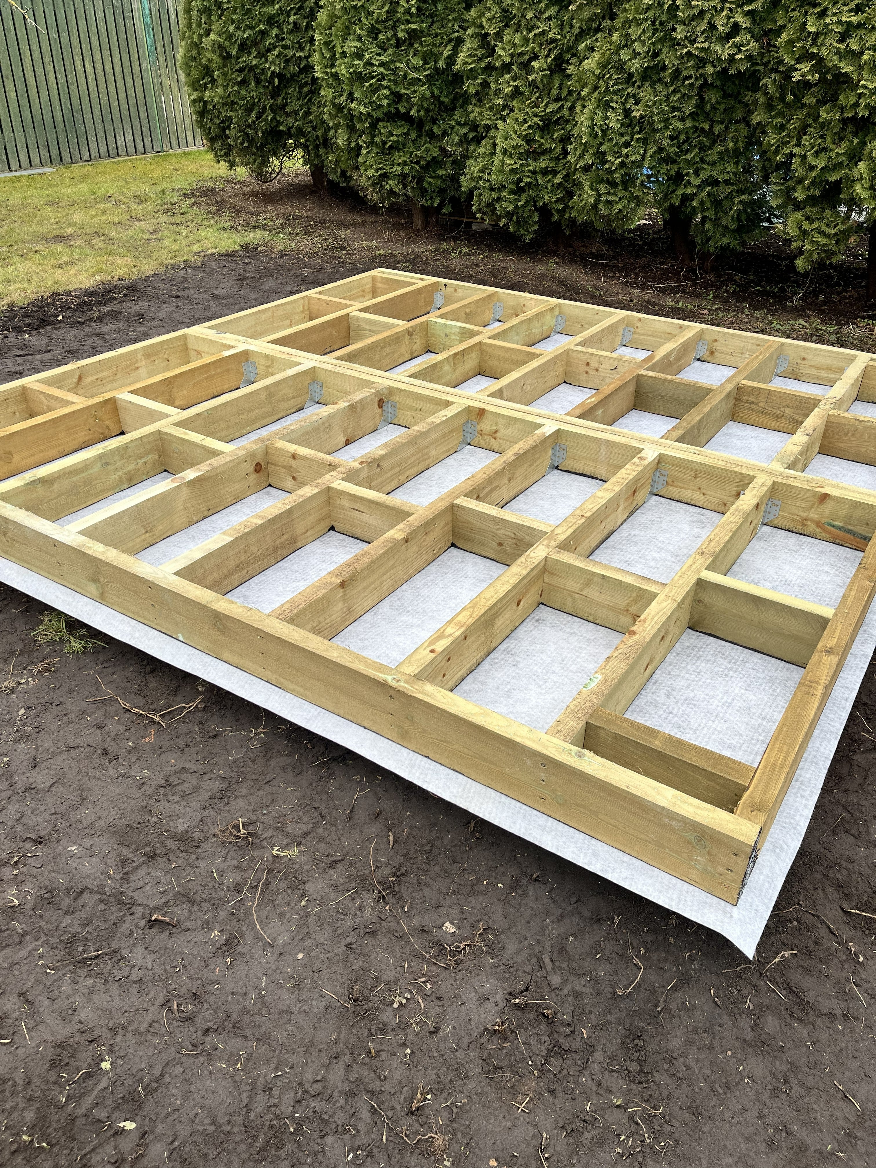 Terrace deck 3x3m with canopy by Terases, featuring a sturdy wooden frame and a protective fabric cover for outdoor shade.