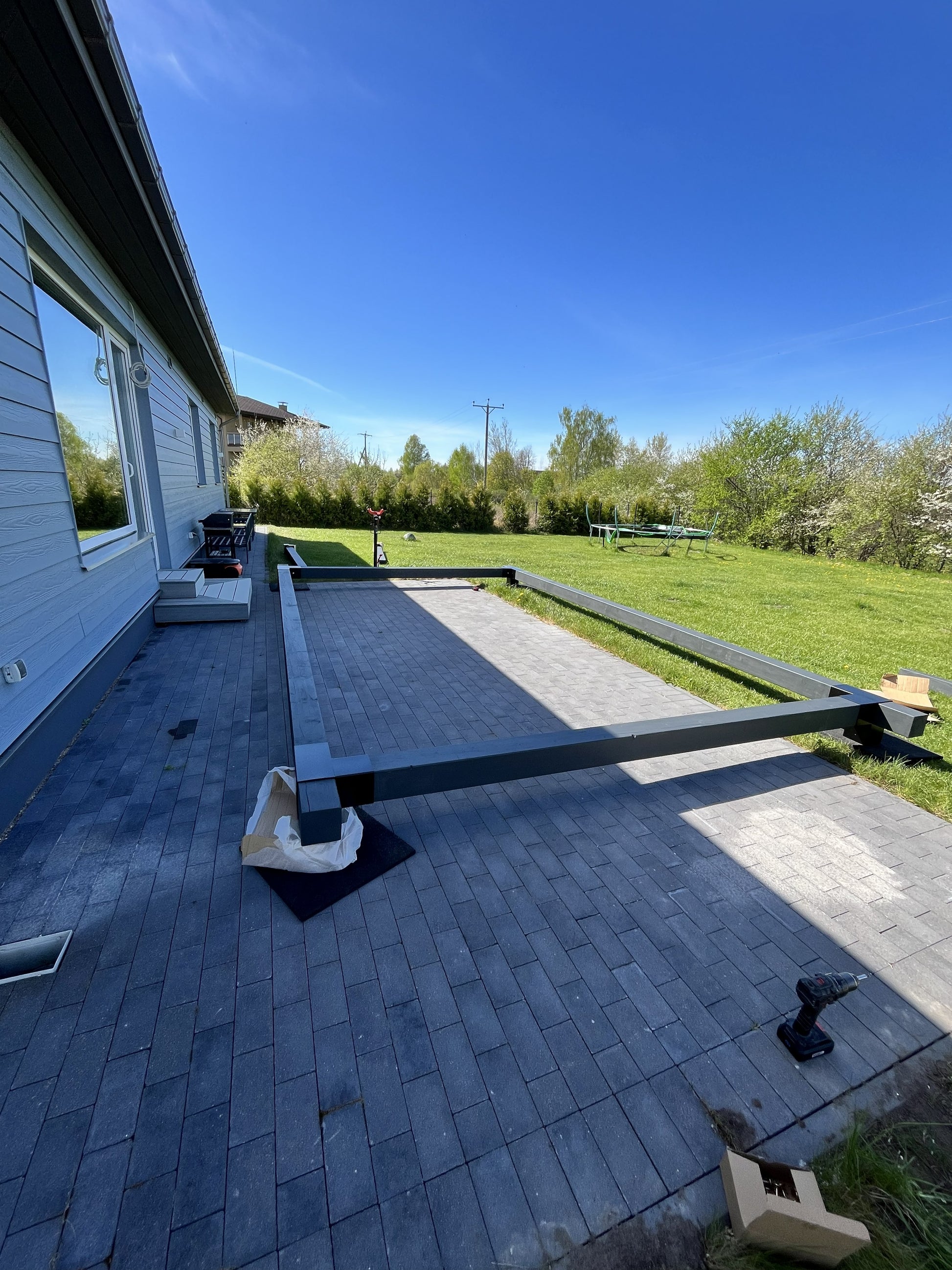 Modular DIY canopy by Terases, 6m by 4m, with sturdy metal frame and fabric cover for outdoor shade and shelter.