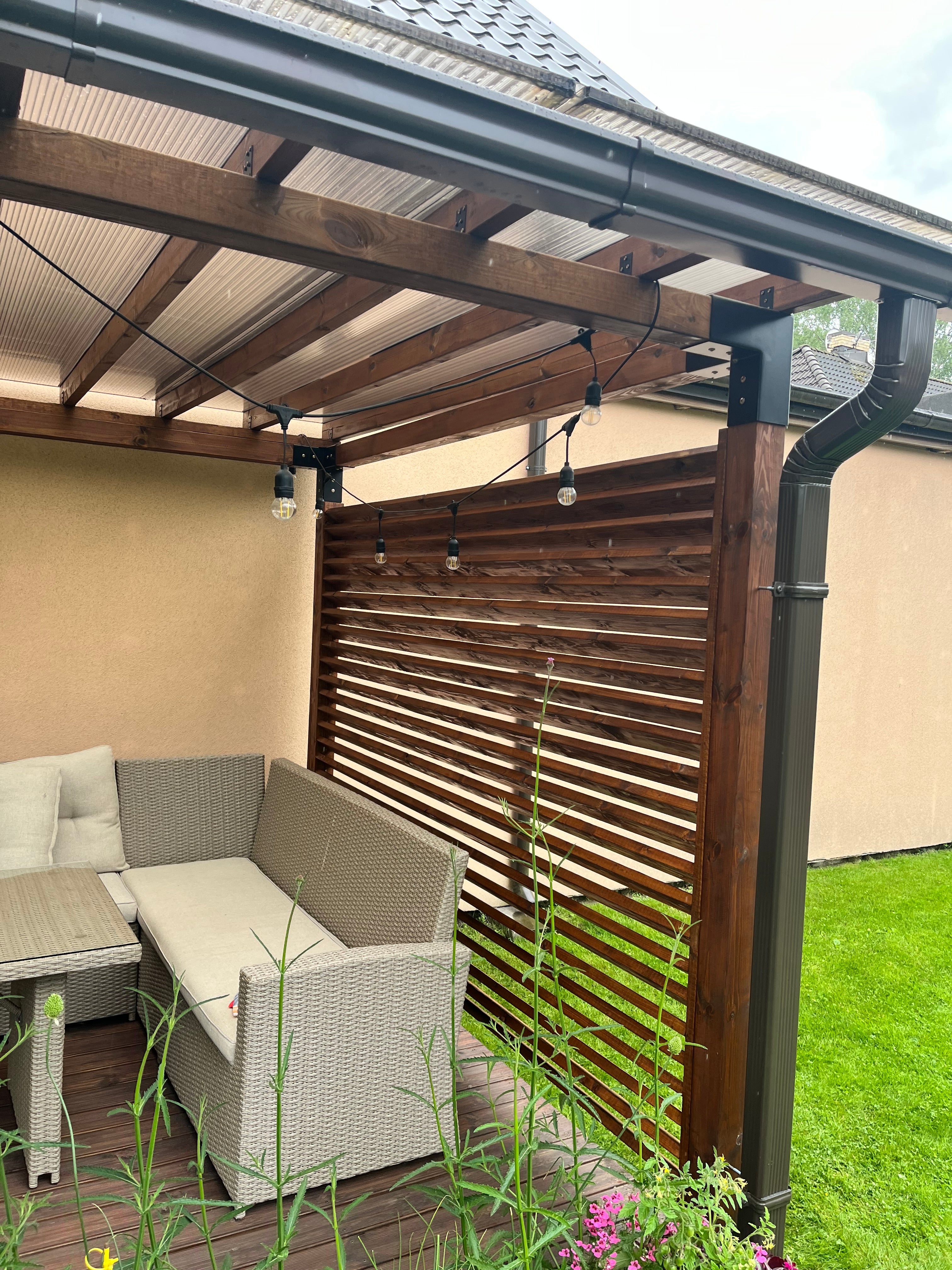 Modular DIY canopy by Terases, 4m x 3m, with metal frame and fabric cover, suitable for outdoor shading and shelter.