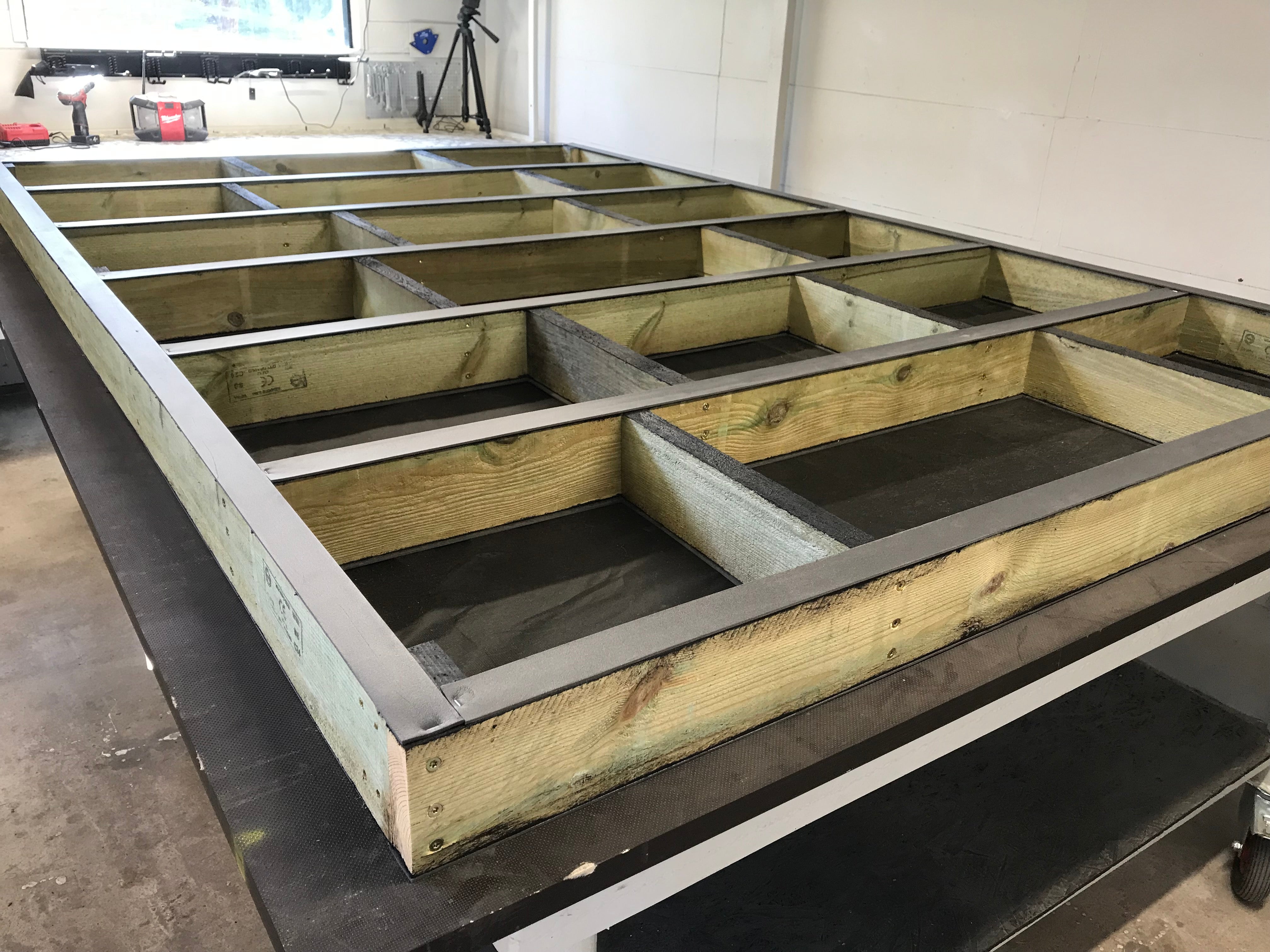 Wooden frame in workshop 