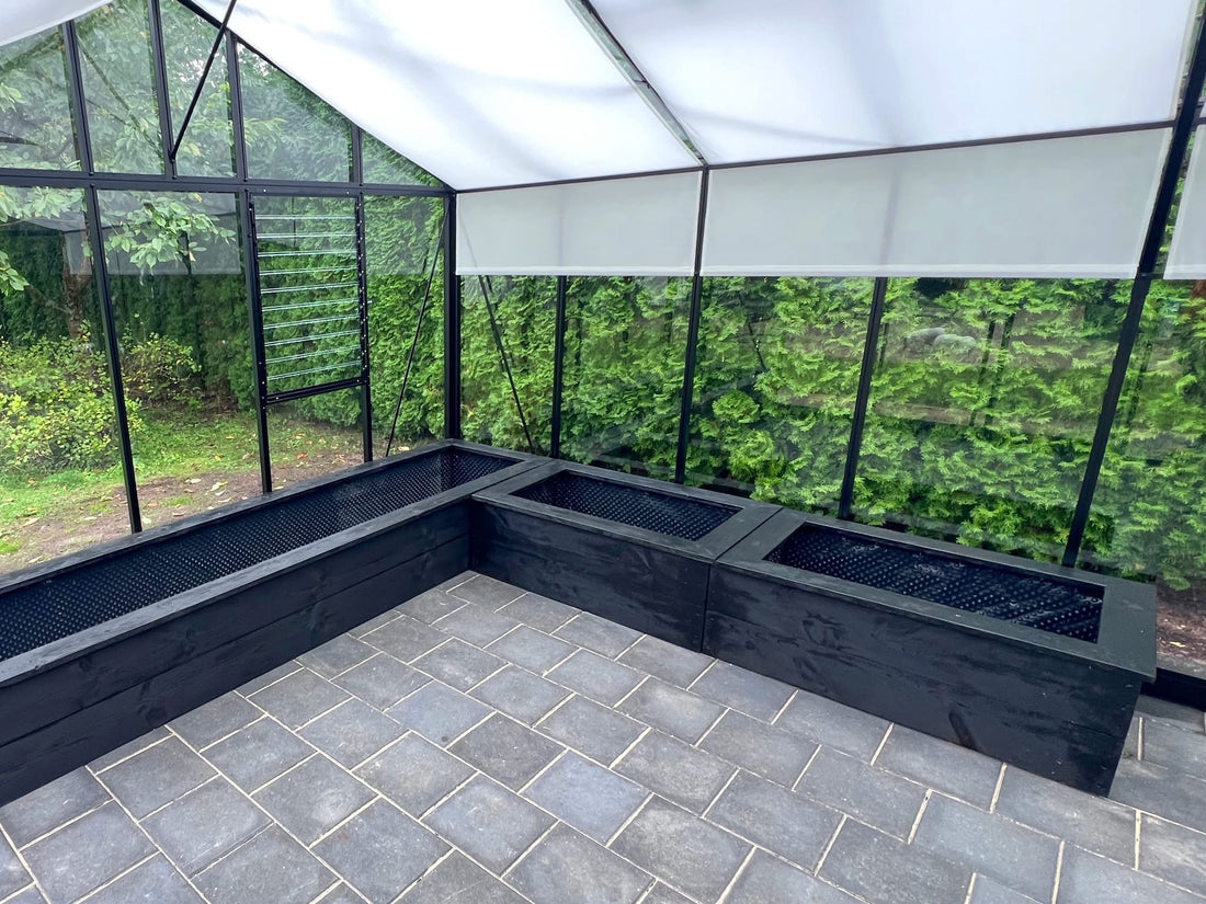 Greenhouse and Garden Raised Beds (Wood).