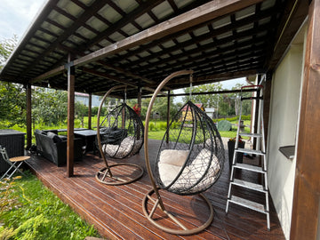 Huge outdoor patio with modular canopy and furniture