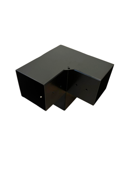 Terases 3-way corner bracket for pergolas, fits 145x145mm lumber, showing sturdy metal connection at a corner joint.