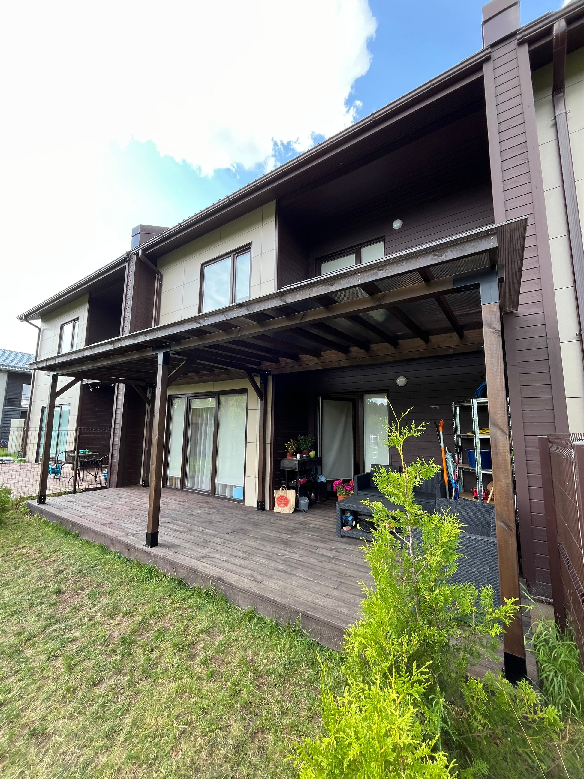 Modern house exterior with a clear sky