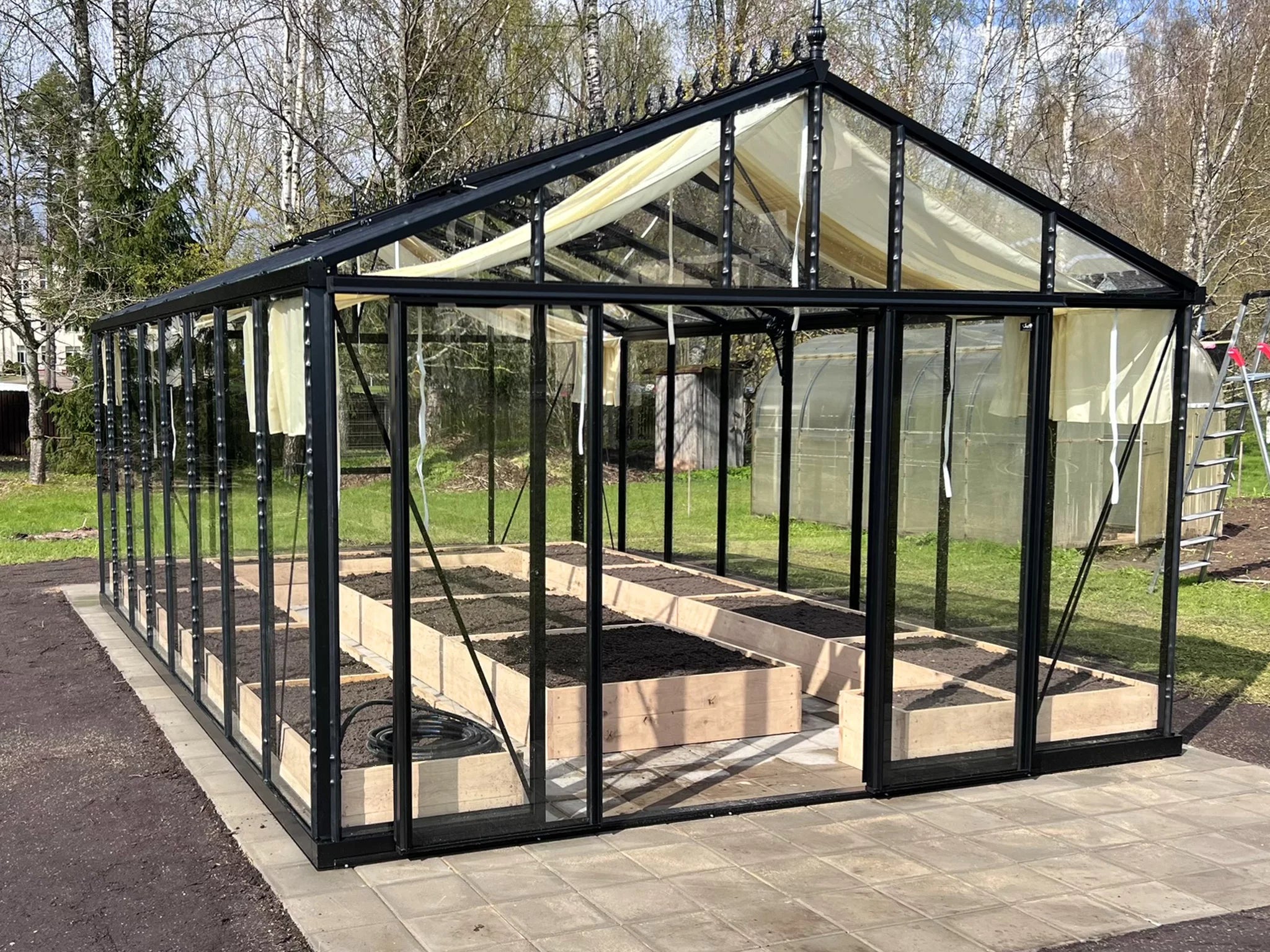 Greenhouse and Garden Raised Beds (Wood).